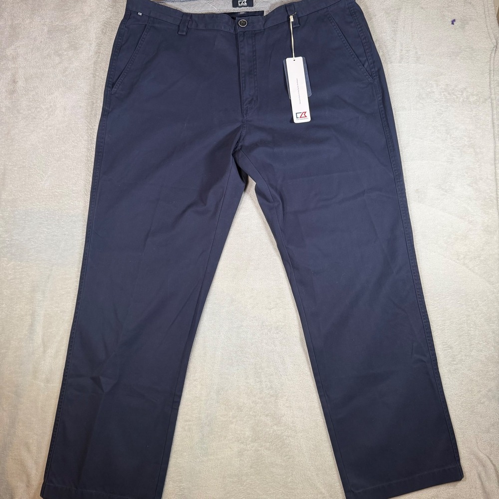 Cutter & Buck Mens Navy Blue Cotton Chino Pants Straight Leg 40x32 MCB00020 NWT